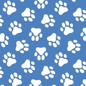 blue dog paw print fabric,pet fabric, dog fabric