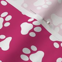 bright pink dog paw print fabric,pet fabric, dog fabric