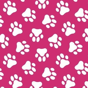 bright pink dog paw print fabric,pet fabric, dog fabric
