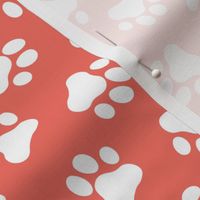 coral dog paw print fabric,pet fabric, dog fabric