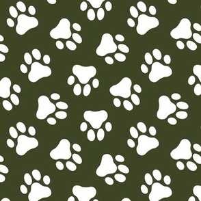 dark olive green dog paw print fabric,pet fabric, dog fabric