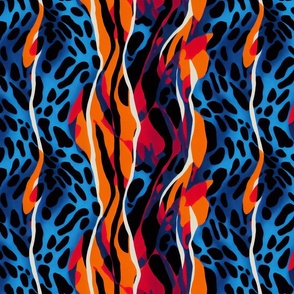 Orange and Blue Abstract Animal Print