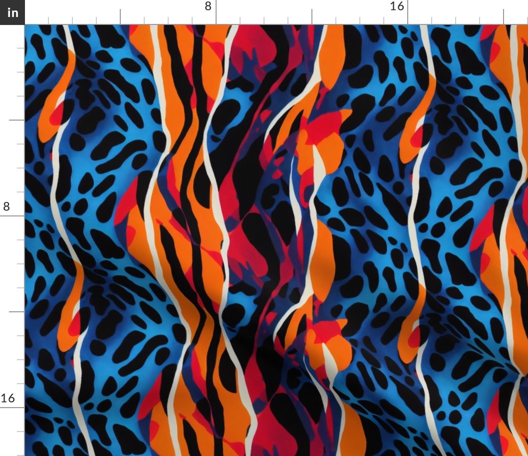 Orange and Blue Abstract Animal Print