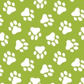 lime green dog paw print fabric,pet fabric, dog fabric