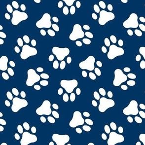 navy dog paw print fabric,pet fabric, dog fabric