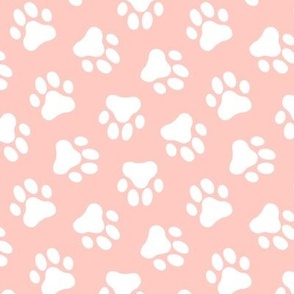 peach dog paw print fabric,pet fabric, dog fabric