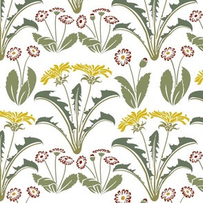 Voysey Dandelions and Daisies Art Nouveau Vintage