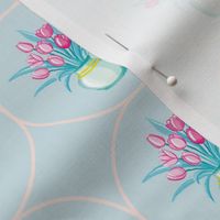 tulip bouquets on light blue | small