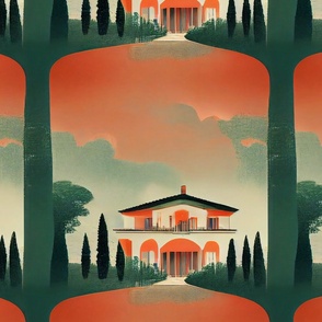 Italian Villa Orange Sky