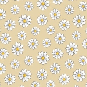 White Daisy Flowers with outline on oat - small scale