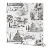 (L) Travel to Italy dark gray toile de jouy L scale 