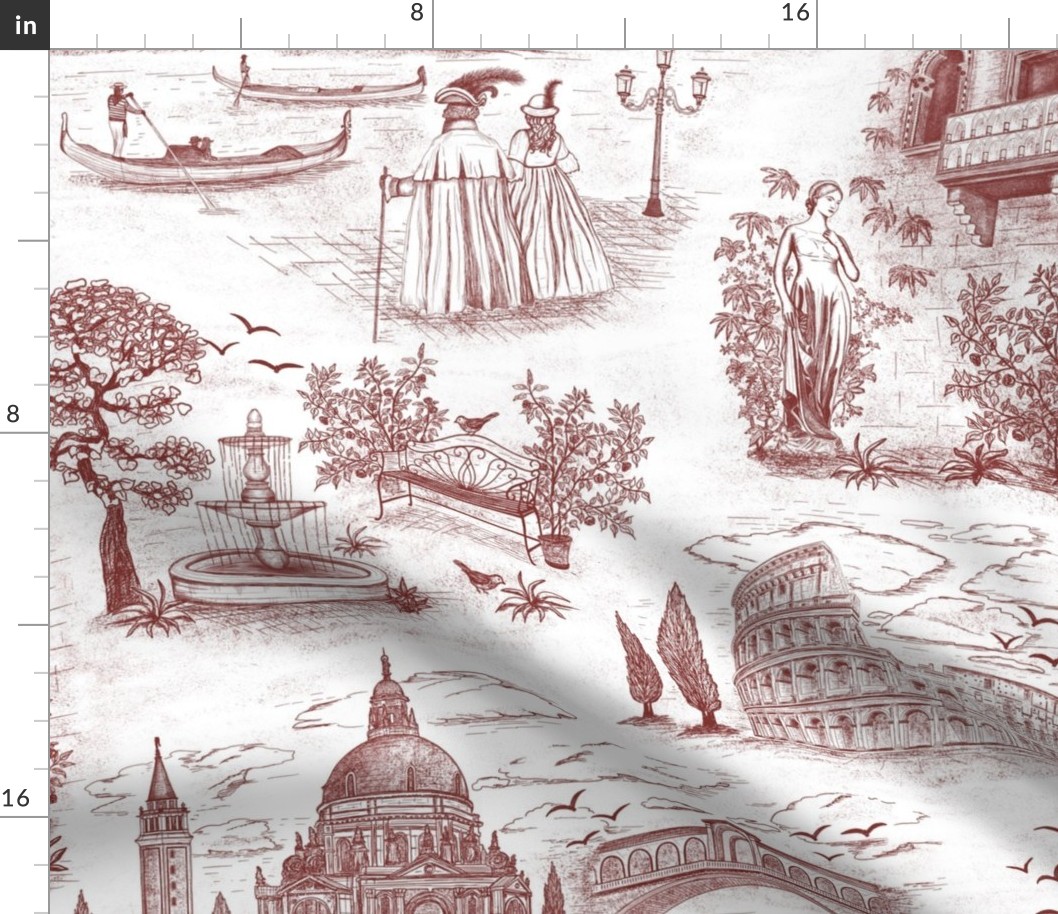 (L) Travel to Italy red toile de jouy L scale 