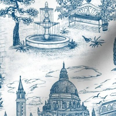 (S) Travel to Italy blue toile de jouy S scale 