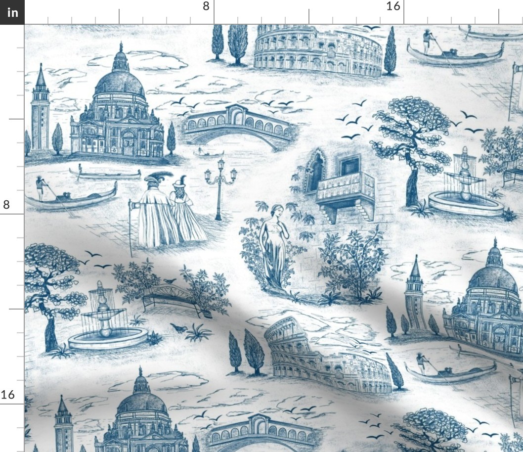 (S) Travel to Italy blue toile de jouy S scale 