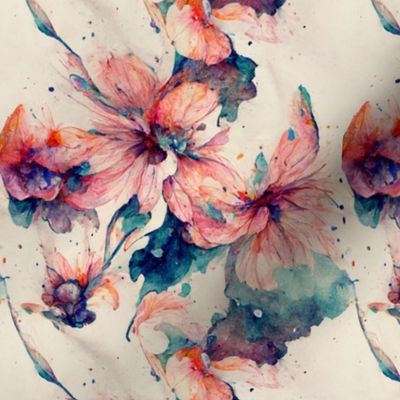 Watercolor pink floral
