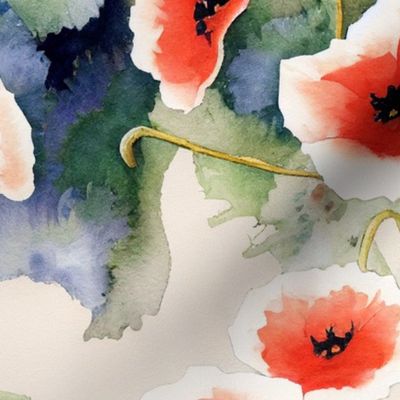 Watercolor Poppy pattern