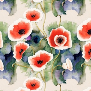 Watercolor Poppy pattern
