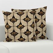 William Morris inspired  art nouveau floral in white and gold