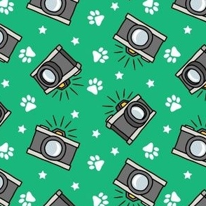 Puparazzi - Cameras Stars and Paw Prints - green - LAD23