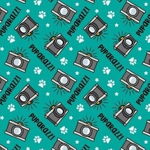 (small scale) Puparazzi - Cameras Paw Prints - teal - LAD23