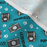 (small scale) Puparazzi - Dog camera paw prints - teal - LAD23