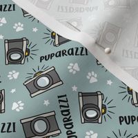 (small scale) Puparazzi - Cameras Paw Prints - dusty blue - LAD23