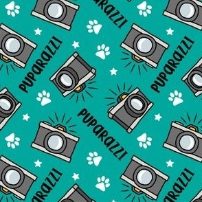 Puparazzi - Cameras Paw Prints - teal - LAD23