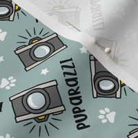 Puparazzi - Cameras Paw Prints - dusty blue - LAD23