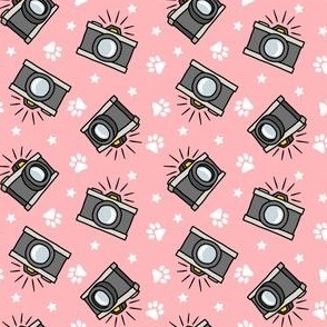(small scale) Puparazzi - Cameras Stars and Paw Prints - pink - LAD23