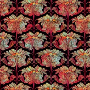 william morris inspired red floral pattern