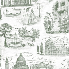 (L) Travel to Italy green toile de jouy L scale 