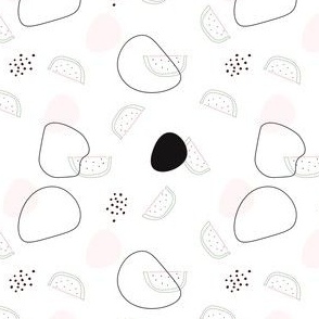 Abstract design and doodle watermelon slice with bones 6