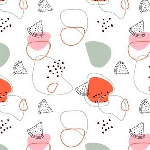 Abstract design and doodle watermelon slice with bones 7