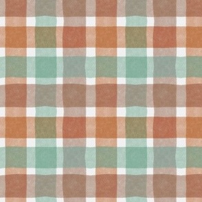 Watercolor Autumn Fall Winter Rustic Plaid Gingham - brown teal cabin cabincore