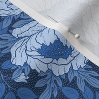 Monochromatic  Floral Blue -art nouveau M scale