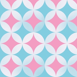 interlocking circles in pink and light blue | large