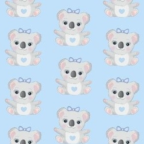 Cute koala with blue accessories on pastel blue