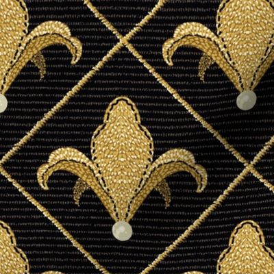 Fleur De Lys A - Black Gold Ruled - Large