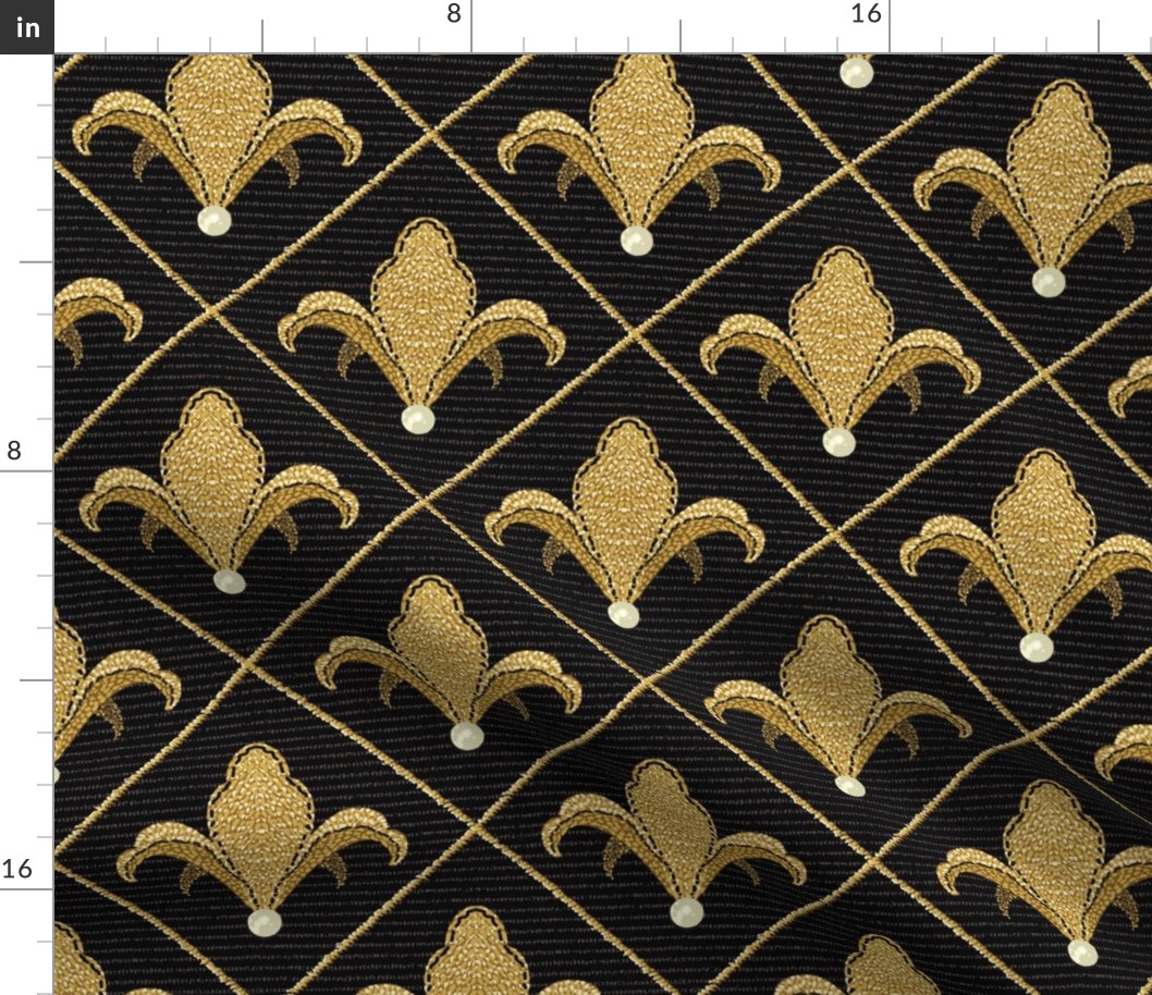 Fleur De Lys A - Black Gold Ruled - Large