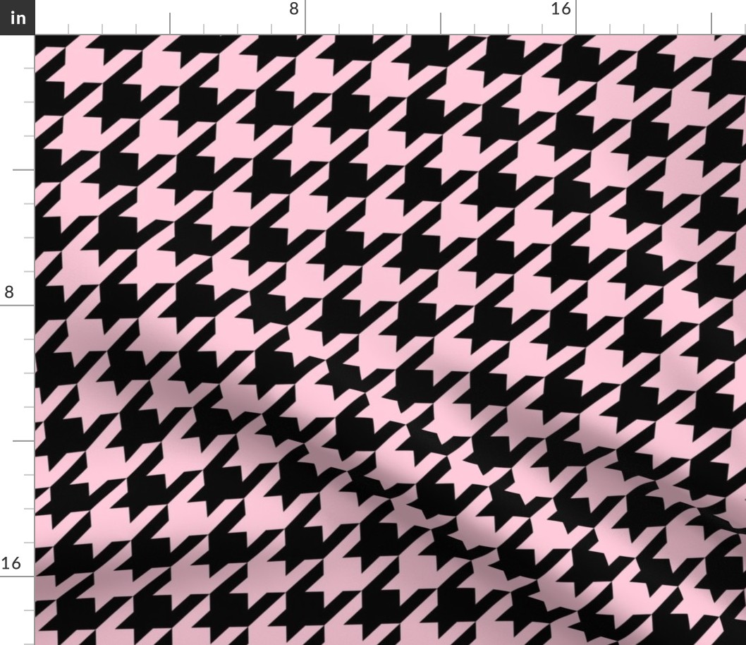 Baby Pink and Black Houndstooth