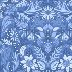 cornflower blue dolly floral wallpaper scale