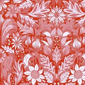 red dolly floral wallpaper scale