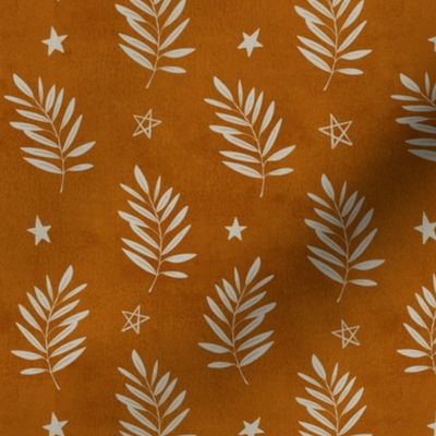 Boho Ferns and Stars - Terracotta Orange