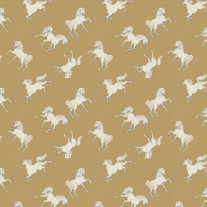 Prance- Arabian Horses in Antique gold, Pewter Grey &  White 