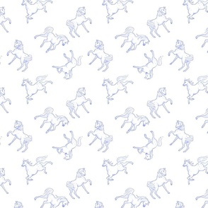 Prance- Arabian Horses in Royal Blue,  Periwinkle,  and White