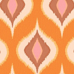 Ikat waves retro orange brown XXL wallpaper scale by Pippa Shaw