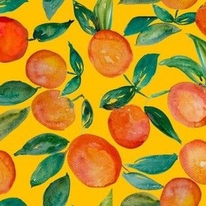 Watercolor Oranges //Golden Yellow