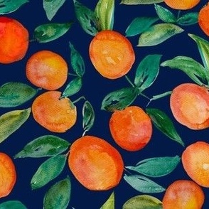 Watercolor Oranges // Navy