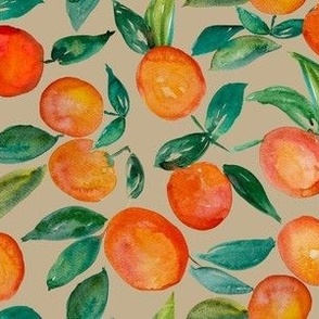 Watercolor Oranges // Pale Khaki