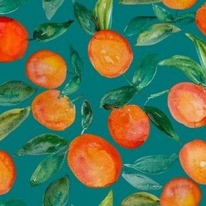 Watercolor Oranges // Teal